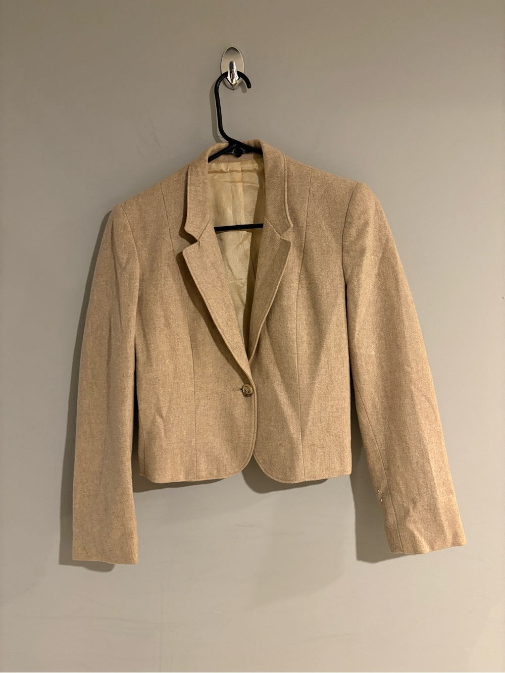 Cross Country Juniors Wool Blazer Size 5 Beige Tan 90% Wool Vintage Style
